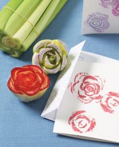 Occupational Therapy painting with vegetable pieces 